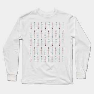 Simple Cool Neutral Colors Boho Line Art Pttern Long Sleeve T-Shirt